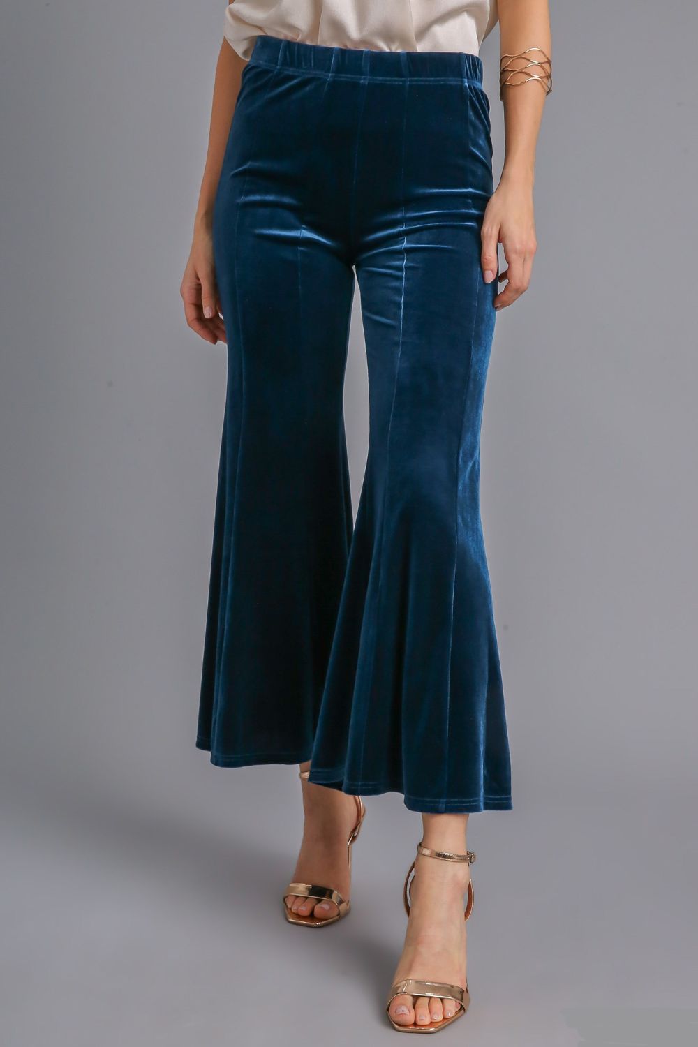 Umgee High Rise Elastic Waist Flare Pants