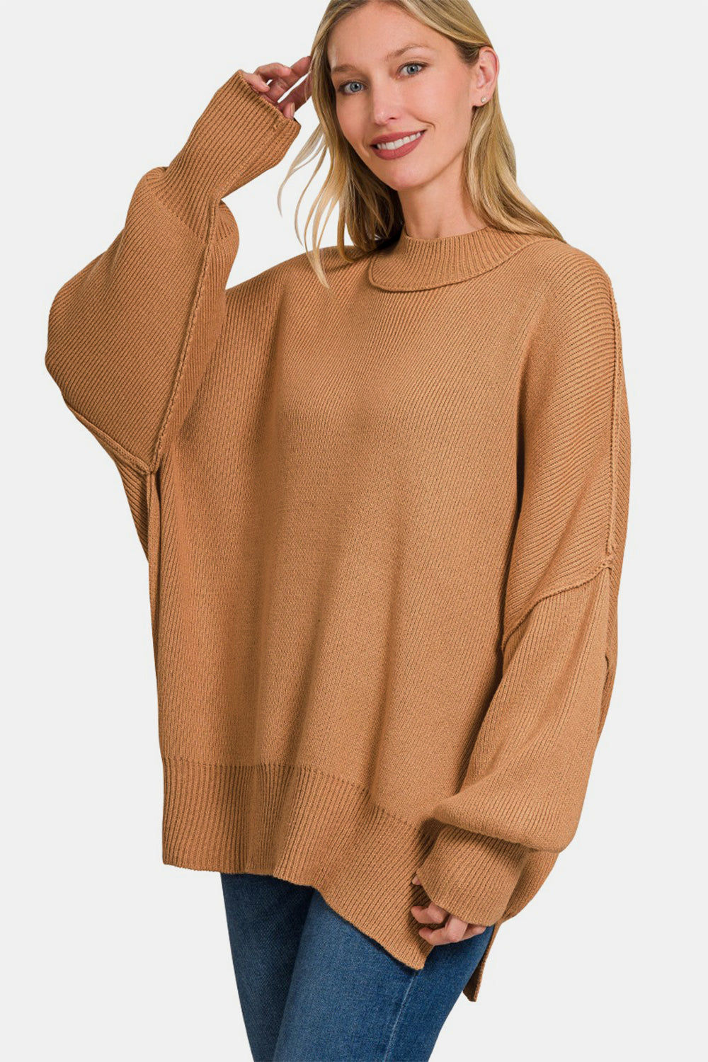 Zenana Side Sit Oversize Sweater