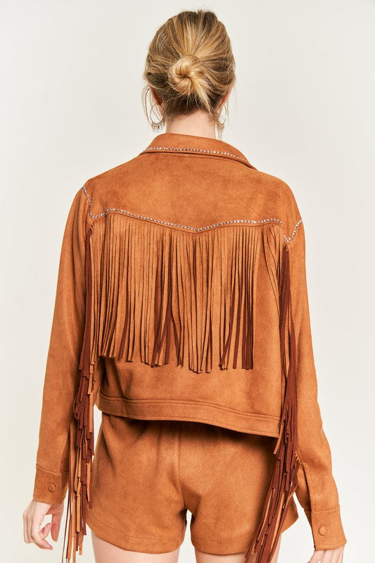 Suede studded fringe jacket JJO5009