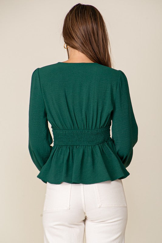 Green Rosette Long Sleeve Top