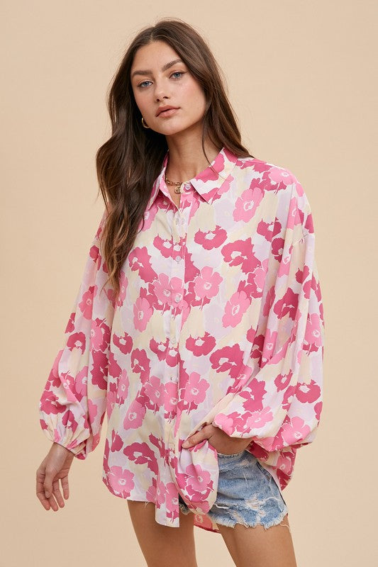 Pink Floral Blouse