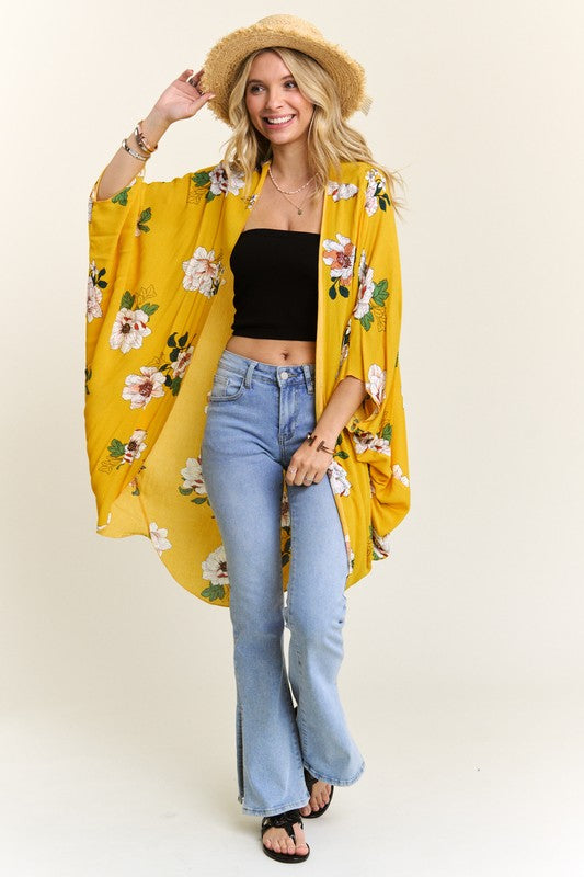 Summer Floral Yellow Kimono