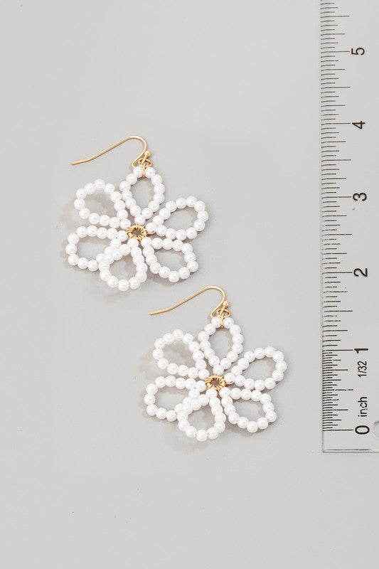 Pearl Beaded Flower Earrings