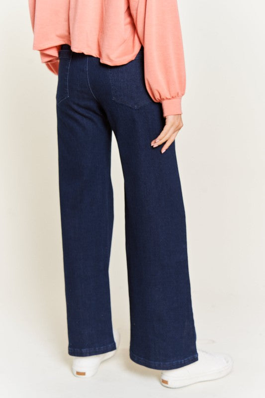 HIGH WAISTED BUTTON WIDE LEG JEANS JBJ1087P