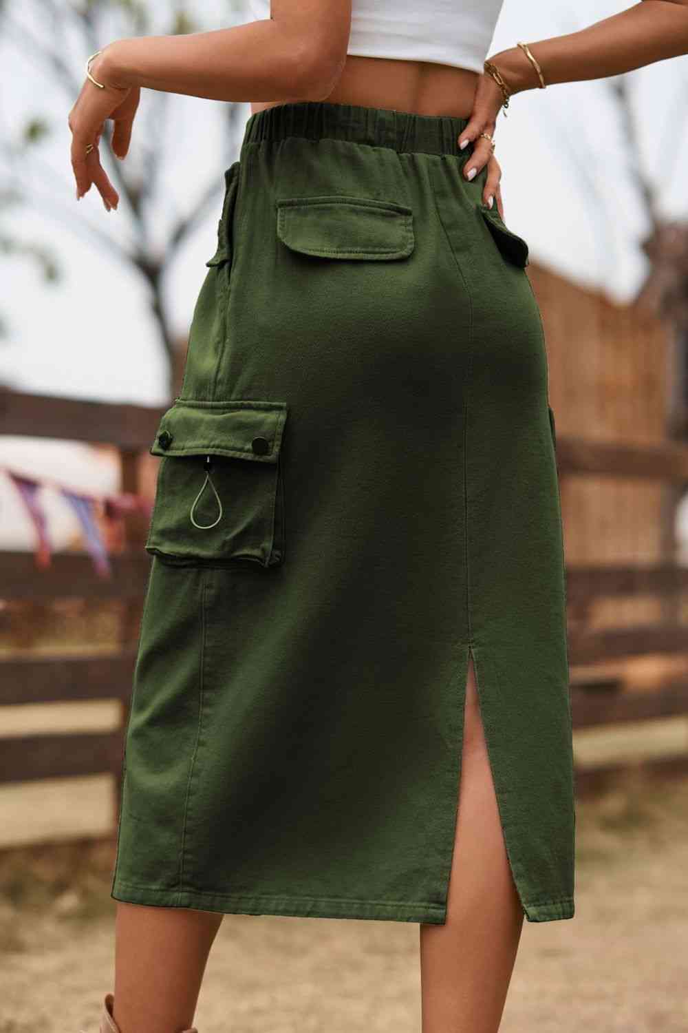 Cargo Drawstring Waist Skirt