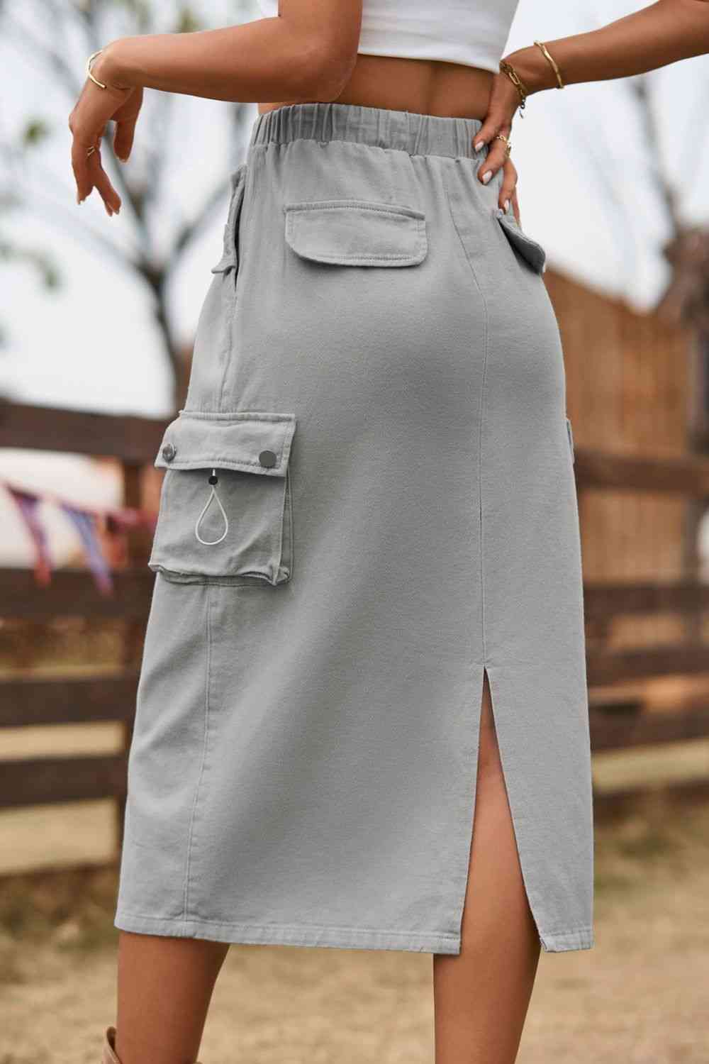 Cargo Drawstring Waist Skirt