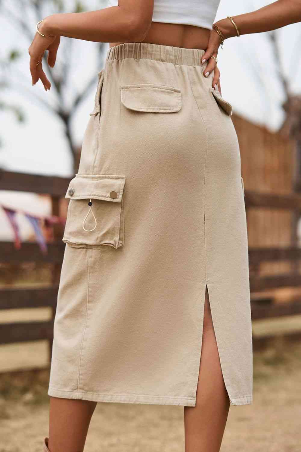 Cargo Drawstring Waist Skirt