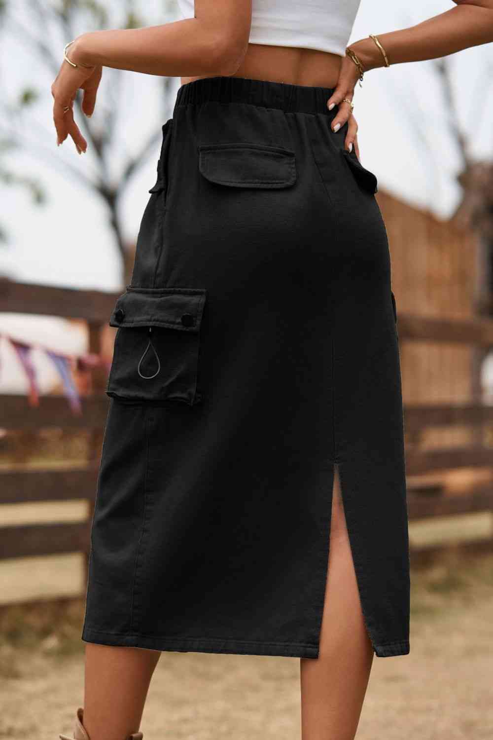 Cargo Drawstring Waist Skirt