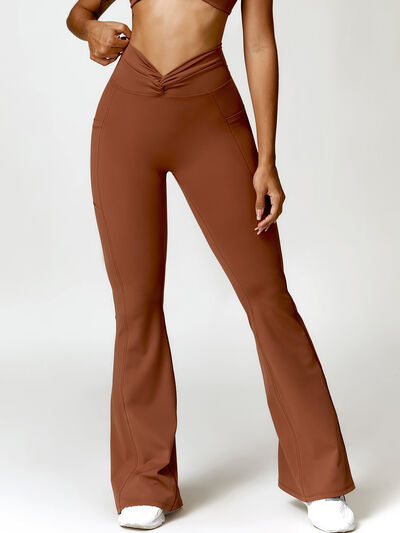 Twisted High Waist Active Pants with Pockets